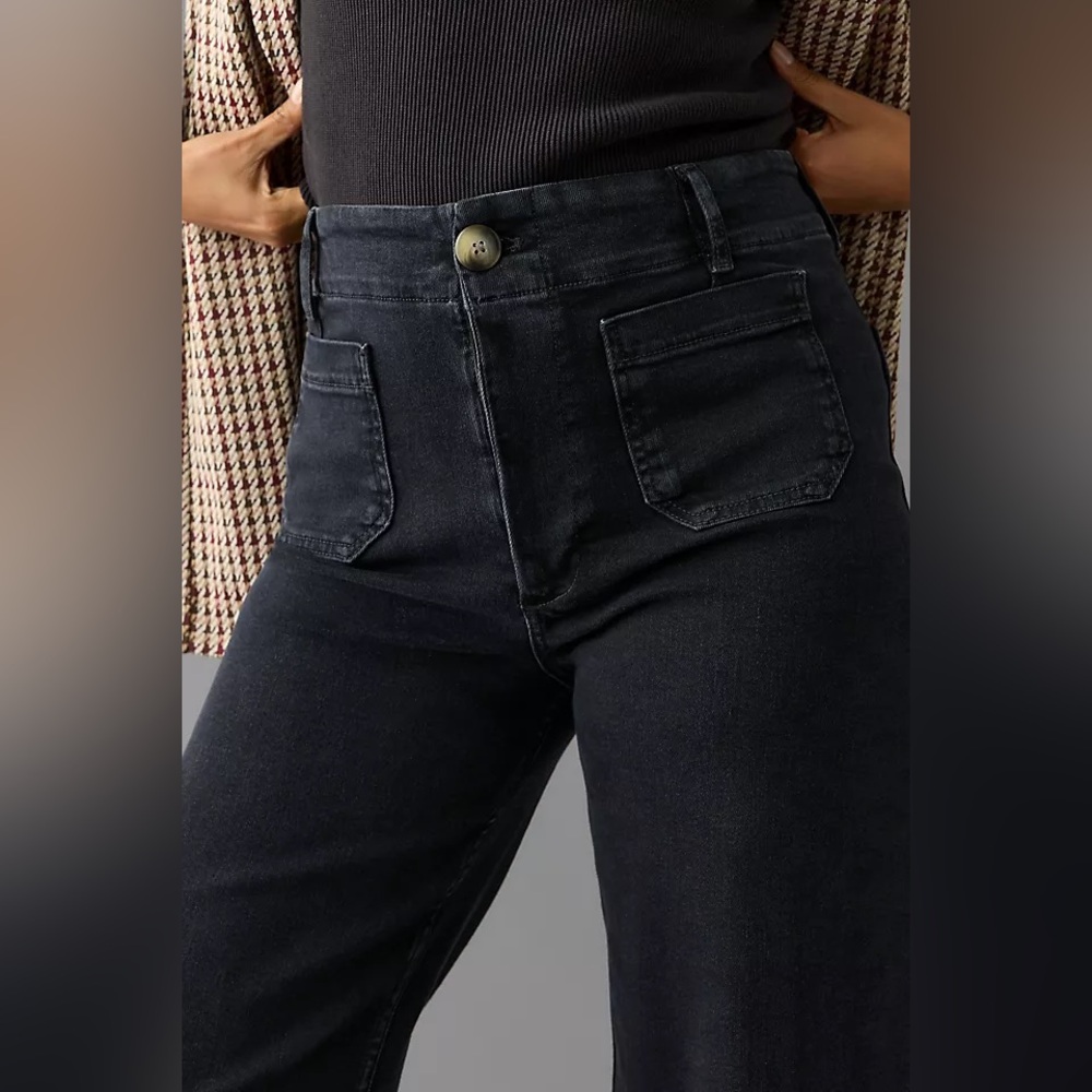 Anthropologie Maeve The Colette High Rise Crop Wide Leg Jeans Patch Pocket - Picture 3 of 10